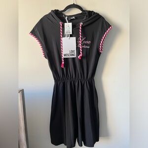 NWT Love Moschino Black Dress with candy cane coloured trims (size 4)